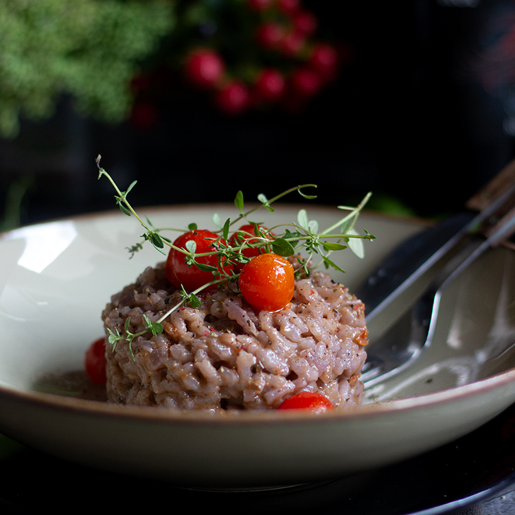 rotwein tomaten risotto