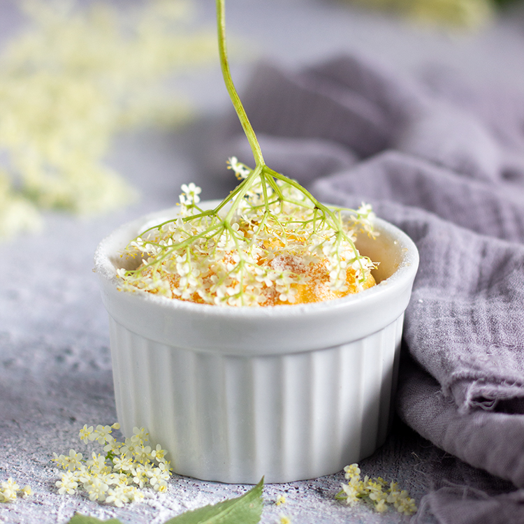Topfen-Soufflé mit Hollunderblüten